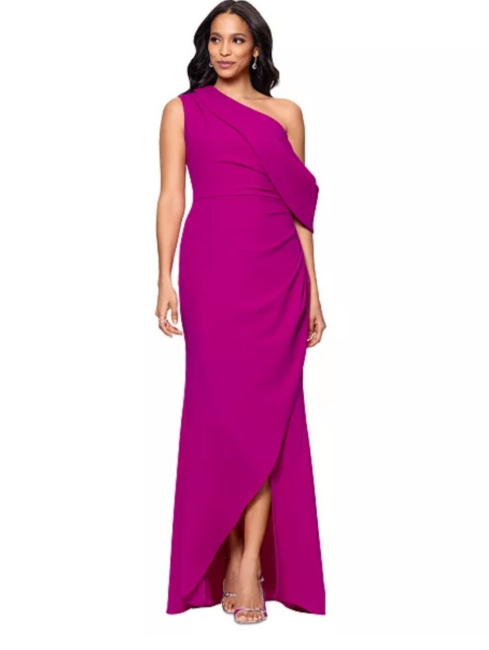 Betsy & Adam 18W Fuchsia Pink Draped Formal Maxi Gown NWT $279 Mother Of Bride